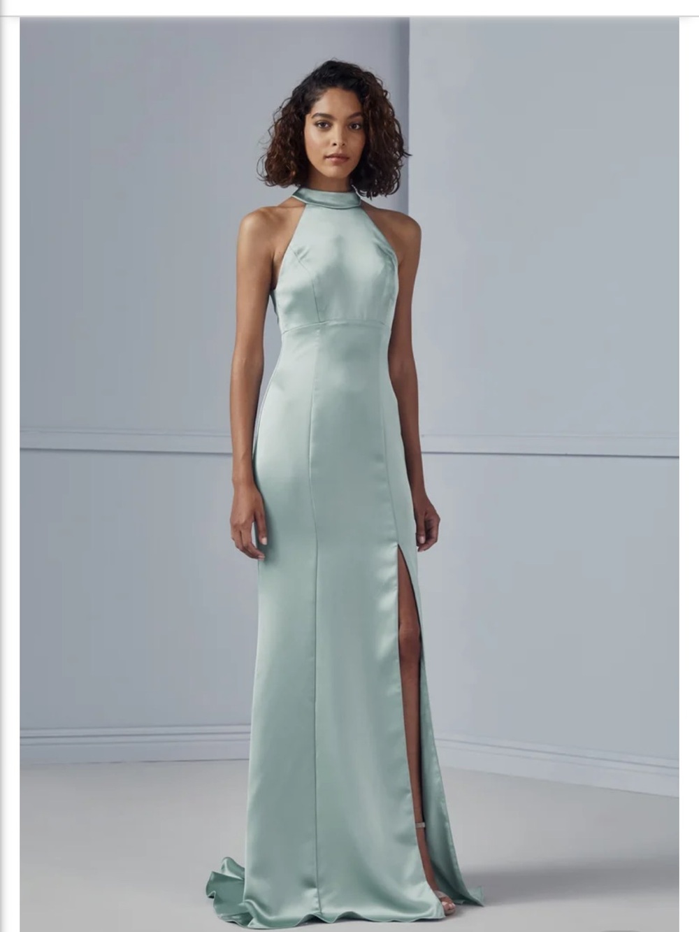 Halter Satin Evening Gown in IVORY